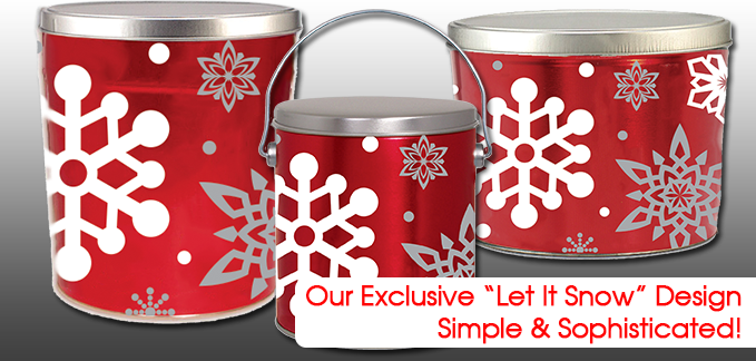 Our Exclusive Let It Snow Popcorn Cans